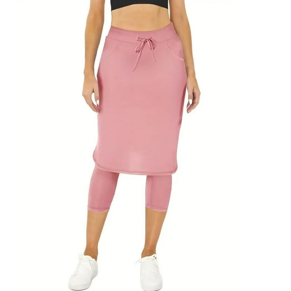 Seductiva Womens Yoga Sweatpants Women's Straight Women's Drawstring Skirt Pants Sports Short Skirt Women's Two Piece Quick Drying Tennis Yoga Anti Glare Fitness Short Skirt Pants
