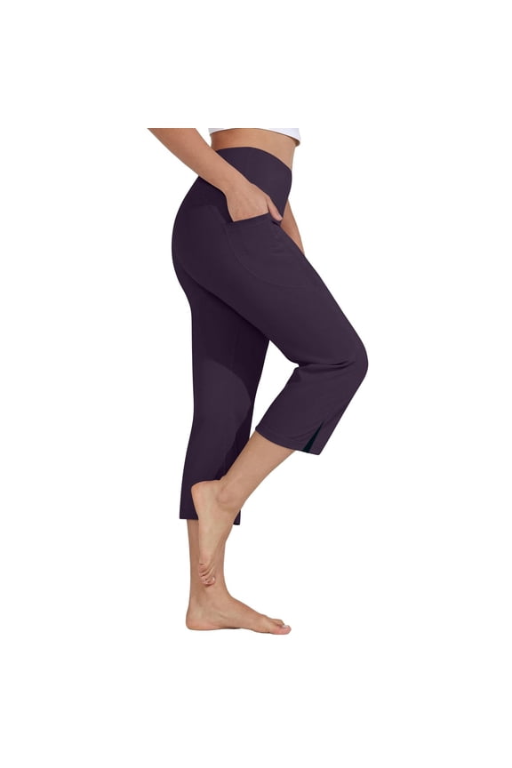 Seductiva Womens Yoga Sweatpants Women's Tight Casual Solid Color Seven Part Split Yoga Pants Sweatpants Summer