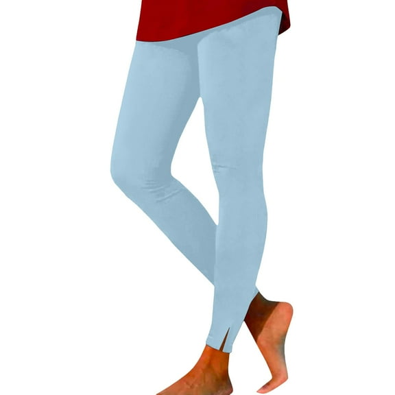 Seductiva Yoga Lightweight Women's Workout Elastic Waist Slit Hem Leggings Tummy Casual Soft Yoga Pants Lightweight Cozy Trousers Workout Comfy