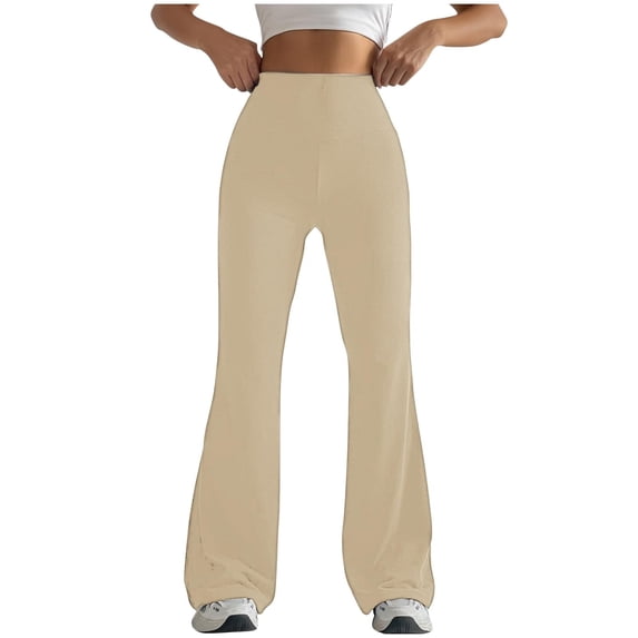 Women's High Waist Yoga Pants 2024 Womens Stretch High Waist Leggings Regular Solid Flared Pants Active Workout Yoga Pants Trousers Workout Running Leggings for Women Clearance