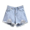 thumbnail image 1 of Seductiva jeans for women Thin High Waist Denim Shorts for Women Ripped Wide Leg Loose Large Size Slim Edge Hot Pants Straight Leg Stretchy Jeans 1PC, 1 of 5