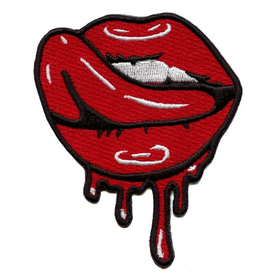 Seductive Dripping Lips Patch Sensual Red Tongue Embroidered Iron-on Patch