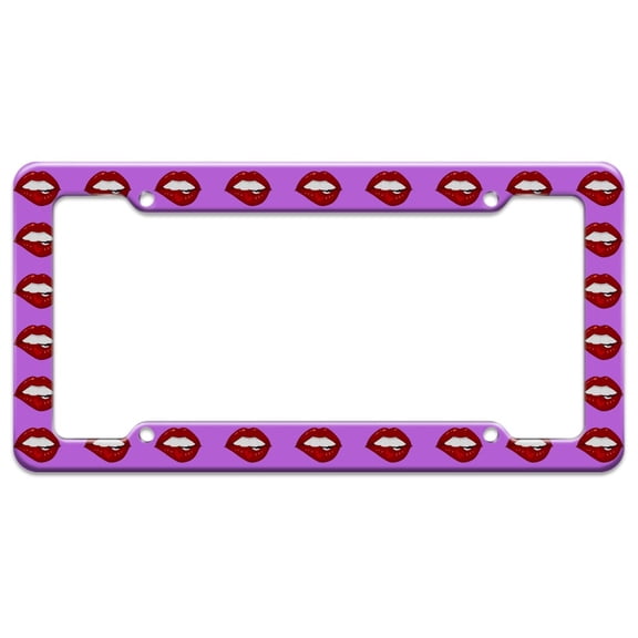 Seductive Luscious Bite Biting Lip License Plate Tag Frame