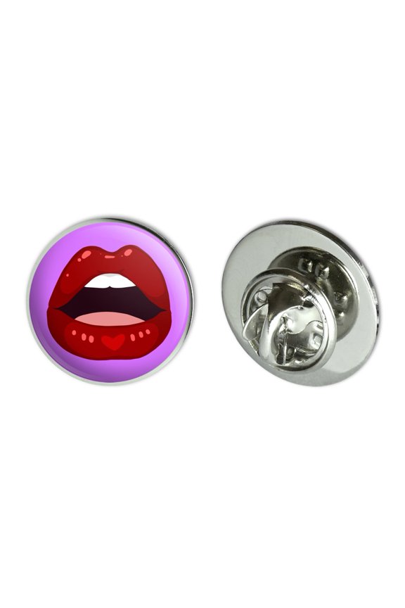 Seductive Luscious Open Mouth Lips Metal 0.75" Lapel Hat Pin Tie Tack Pinback