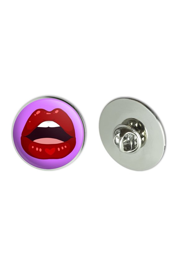 Seductive Luscious Open Mouth Lips Metal 1.1" Tie Tack Hat Lapel Pin Pinback
