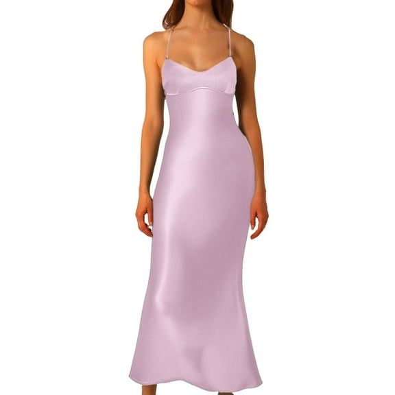 Seductive Satin Strapless Backless Long Dress With Waist Cinching Tie