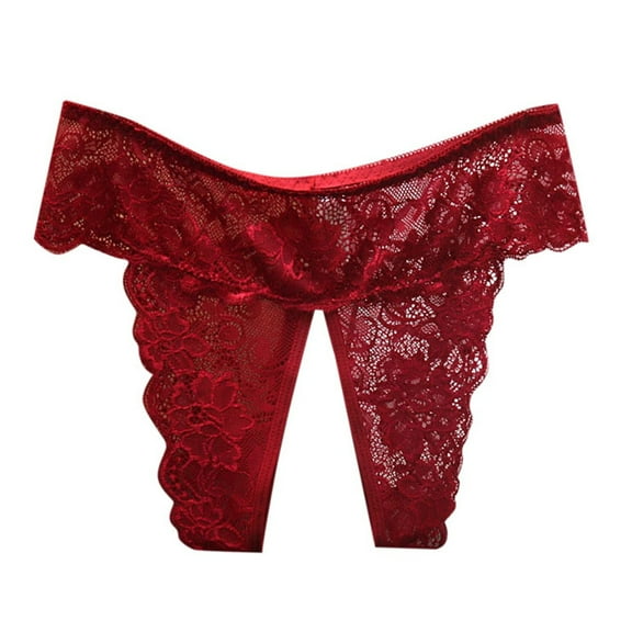 Seductive Women's Open Crotch Lace Panties - Low Waist, Plus Size (XL-XXXXL), Flower Embroidery, Sexy&Club Daily Wear