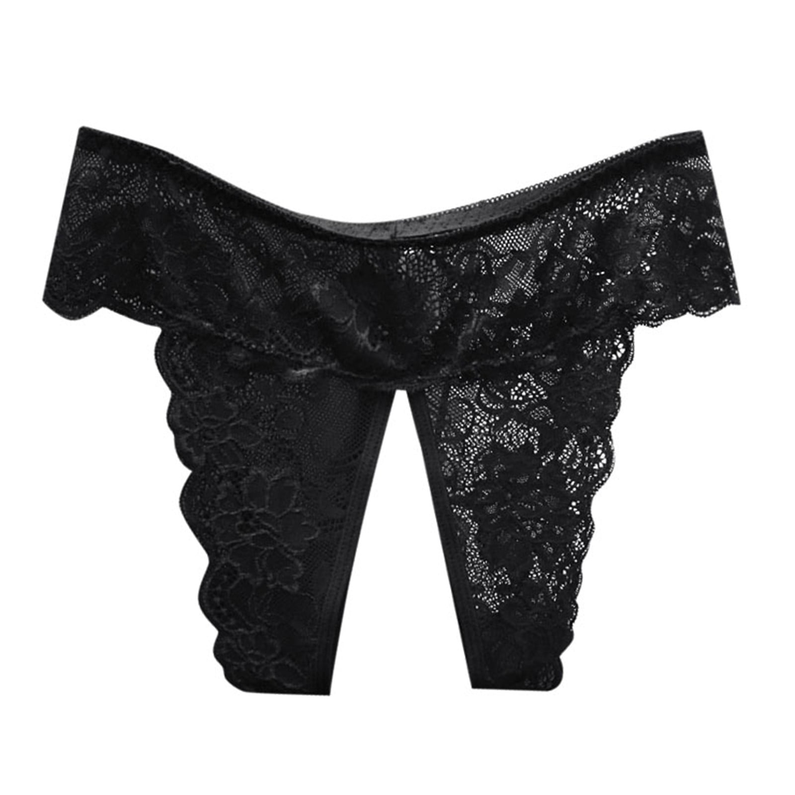 Seductive Women's Open Crotch Lace Panties - Low Waist, Plus Size