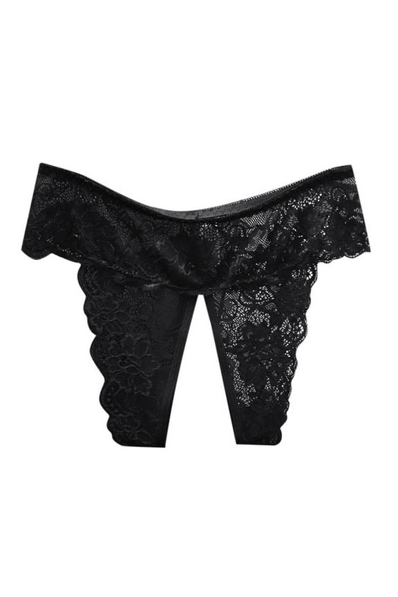Seductive Women's Open Crotch Lace Panties - Low Waist, Plus Size (XL-XXXXL), Flower Embroidery, Sexy&Club Daily Wear