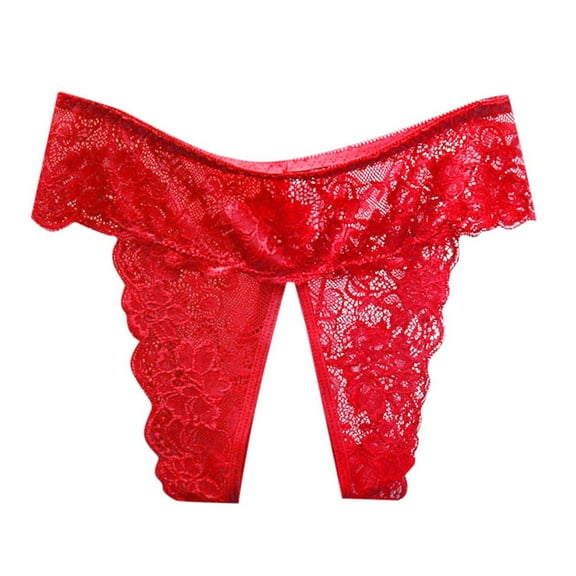 Seductive Women's Open Crotch Lace Panties - Low Waist, Plus Size (XL-XXXXL), Flower Embroidery, Sexy&Club Daily Wear