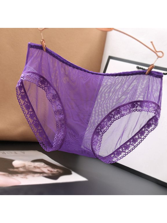 Women's Underwear Lace Low Waist Transparent Mesh Large Size Thin Lifting Triangle Panties for Comfort and Style
