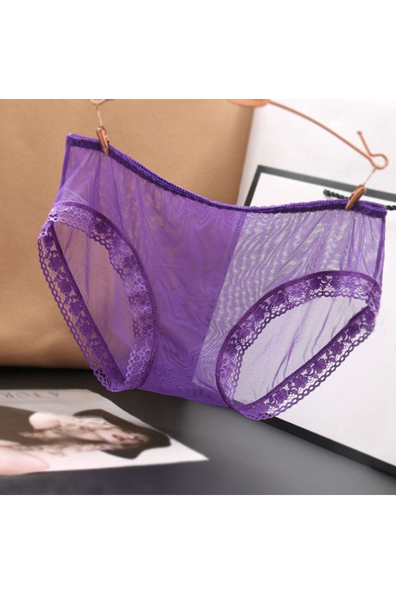 Seductive Women's Underwear Lace Trim Low Waist Transparent Mesh Large Size Thin Lifting Triangle Panties for Comfort and Style