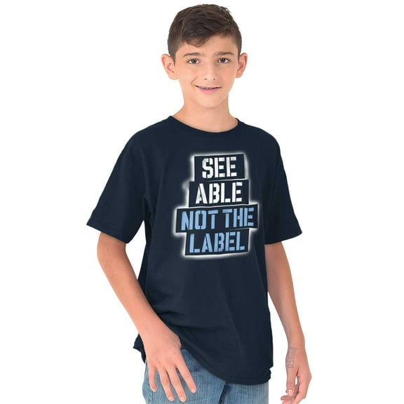 See Able Not Label Autism Awareness Crewneck T Shirts Boy Girl Teen Brisco Brands XS