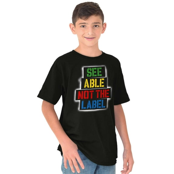 See Able Not Label Autism Awareness Crewneck T Shirts Boy Girl Teen Brisco Brands X