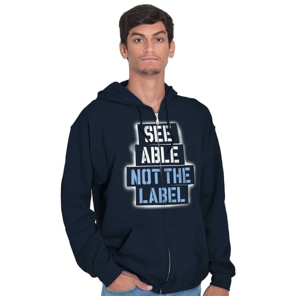See Able Not Label Autism Awareness Unisex Plus Size Zip Hoodie Brisco Brands 4X