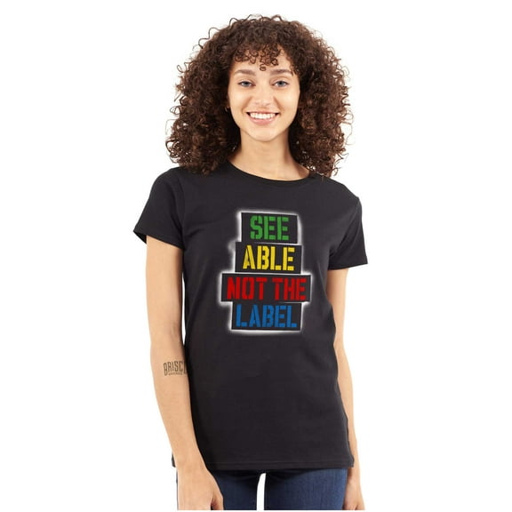 See Able Not Label Autism Awareness Womens Slim Fit Graphic Tee Brisco Brands S