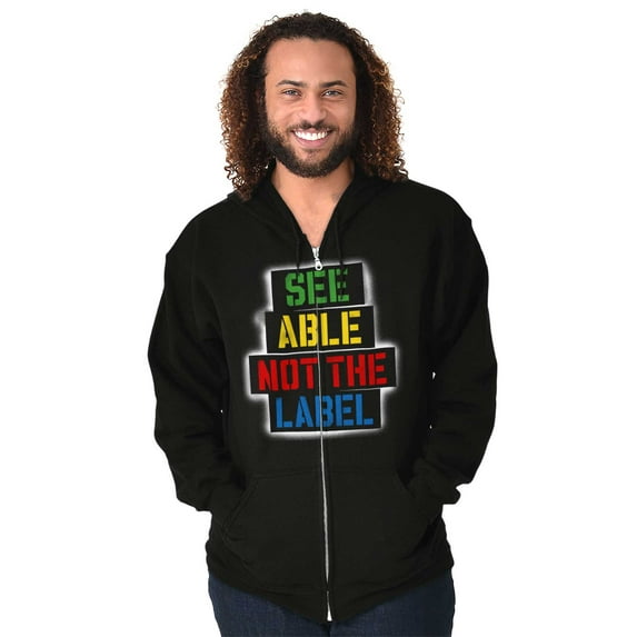 See Able Not Label Autism Awareness Zip Up Hoodie Men's Women's Brisco Brands S