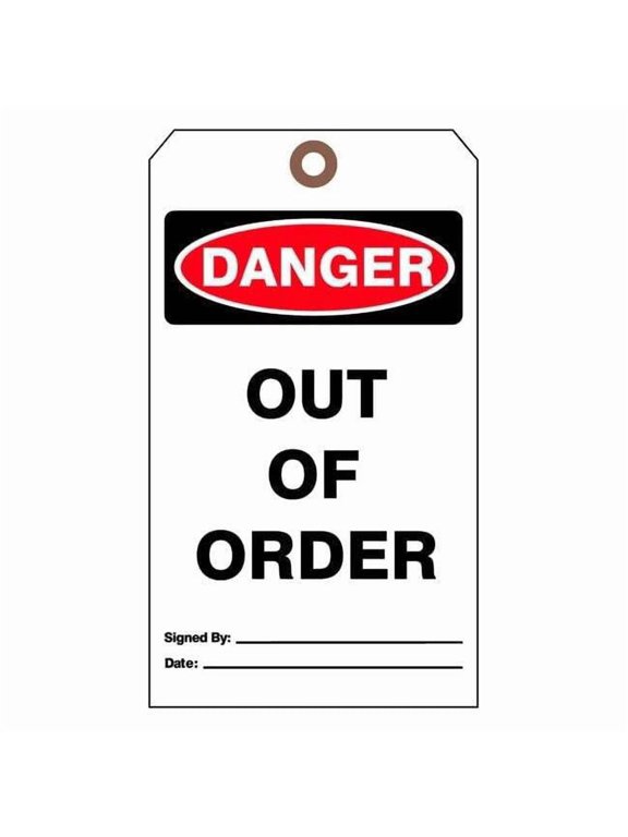 Danger Tag,7 in H,4 in W,Cardstock,PK25 DTUF-G33