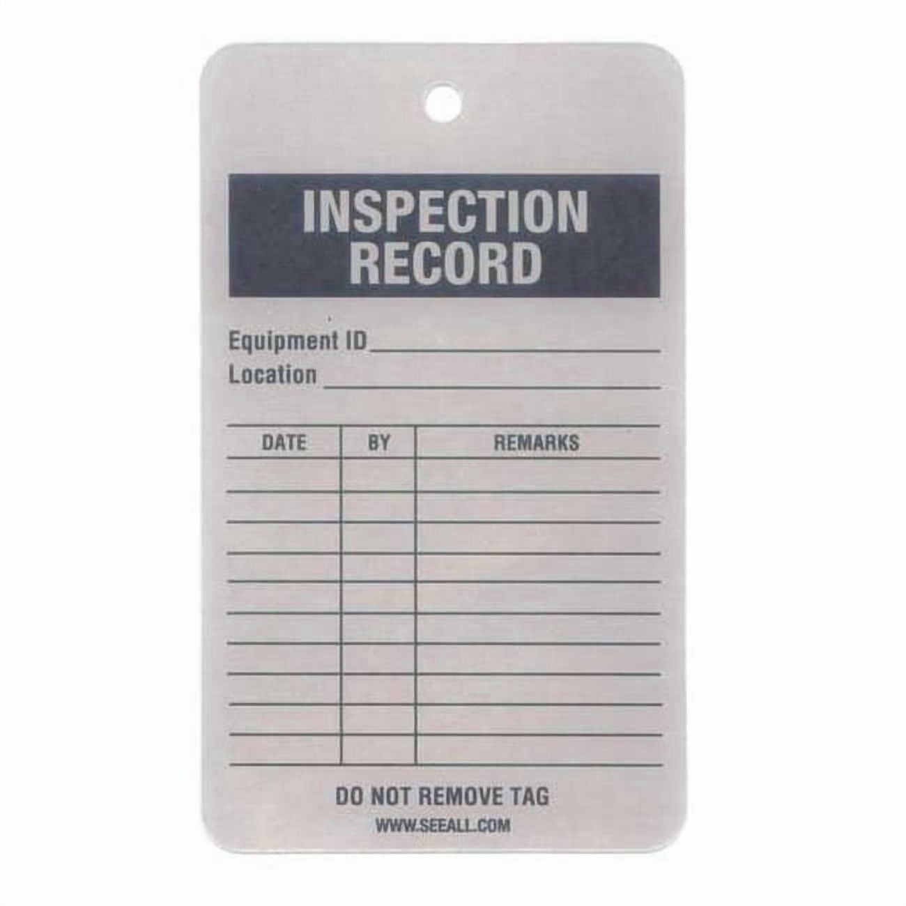 Tag, Fire Extinguisher, Aluminum, 5 in H x 3 in W, White, Rectangle, 25 PK