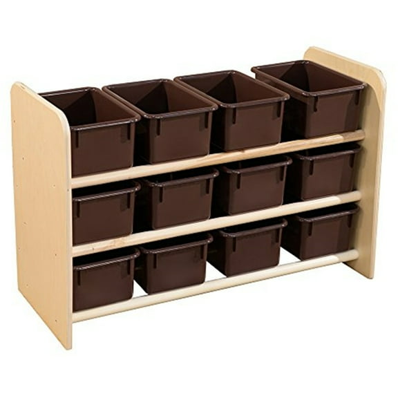 wood designs see-all storage 12 compartment cubby with trays