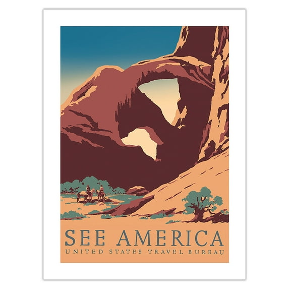 See America - Arches National Park - United States Travel Bureau - Vintage Travel Poster by Frank S. Nicholson c.1936 - Bamboo Fine Art 290gsm Paper Print (Unframed) 24x32in