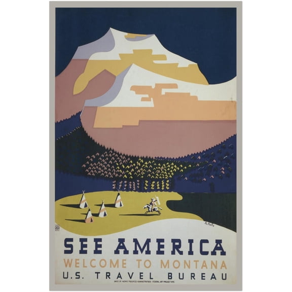 See America - Montana #1 - Vintage National Park Service Poster (8x12Inches)