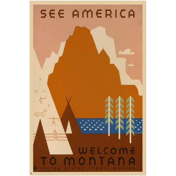 See America - Montana #2 - Vintage National Park Service Poster (24x36Inches)