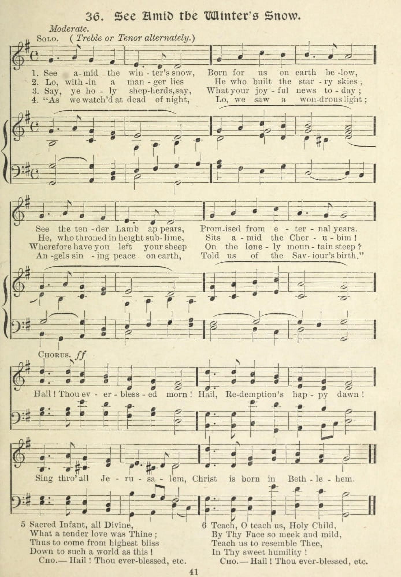 See Amid the Winters Snow Caswall (1814-78) & Goss (1800-80) Christmas song 1910 Canvas Art -  (24 x 36)