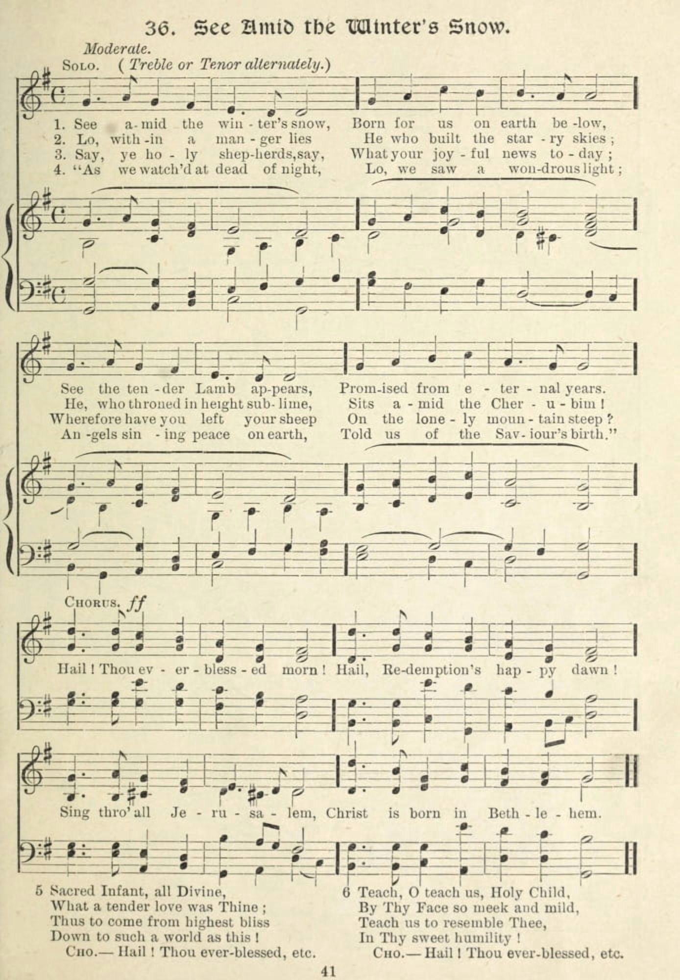 See Amid the Winters Snow Caswall (1814-78) & Goss (1800-80) Gems of Christmas song 1910 Canvas Art - (18 x 24)