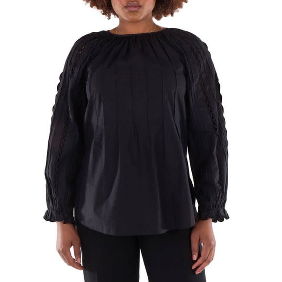 See By Chloe Poplin Embellished Sleeve Top, Brand Size 40