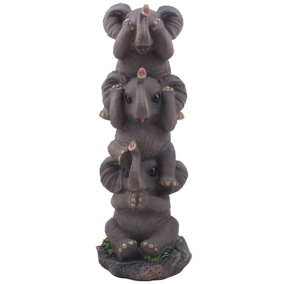 See, Hear and Speak No Evil Elephants Totem Statue for African Jungle Safari Decor or Whimsical Animal Figurines As Decorative Birthday Gifts That Bring Luck A101