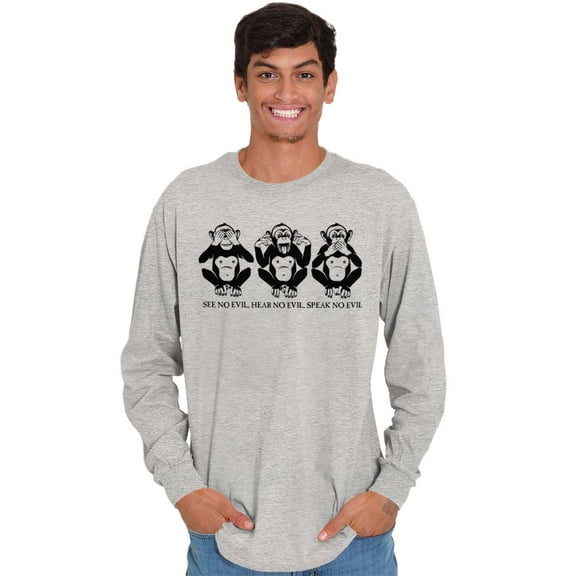See Hear Speak No Evil Inspirational Long Sleeve TShirt Men Women Brisco Brands S