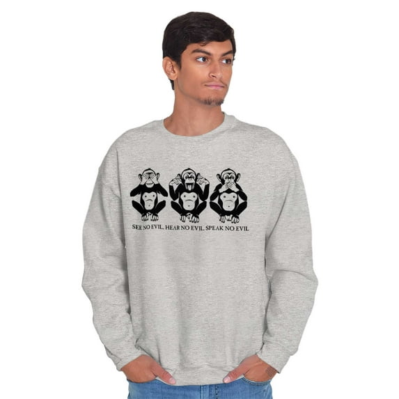 See Hear Speak No Evil Inspirational Unisex Plus Fleece Graphic Sweatshirt Brisco Brands 5X