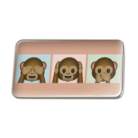 See Hear Speak No Evil Monkeys Chimps Metal Rectangle Lapel Hat Pin Tie Tack Pinback