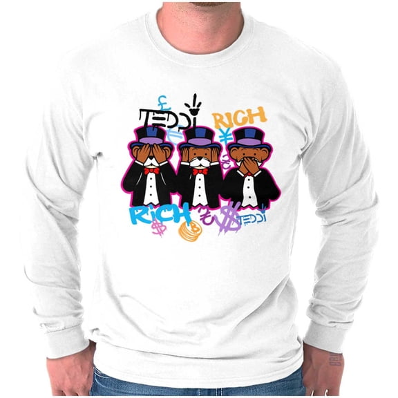 See Hear Speak No Evil Teddy Bear Long Sleeve TShirt Men Women Brisco Brands S