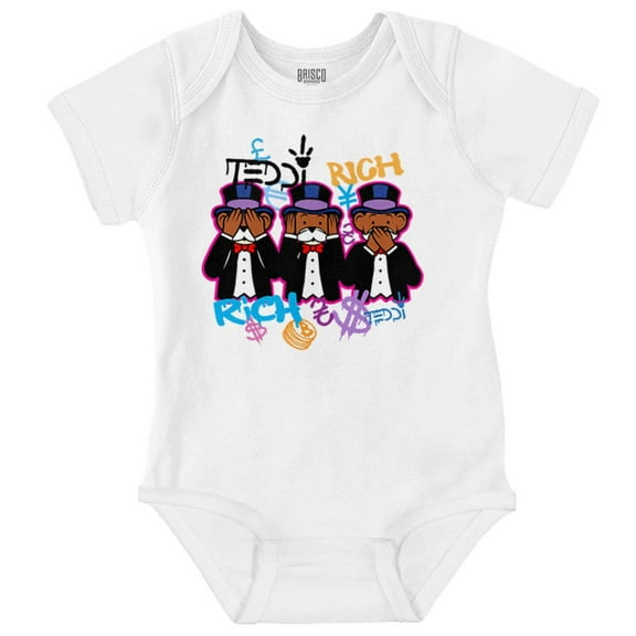 See Hear Speak No Evil Teddy Bear Romper Boys or Girls Infant Baby Brisco Brands 18M