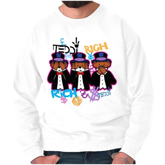 See Hear Speak No Evil Teddy Bear Sweatshirt for Men or Women Brisco Brands X