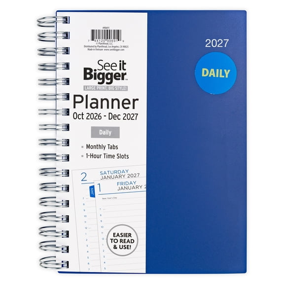 See It Bigger Medium Daily Planner, Navy, 15 Months: Oct 2026- Dec 20227