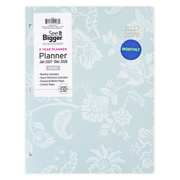 See It Bigger Monthly Planner (8.5" x 11") Blue, 2-Year: January 2027 December 2028