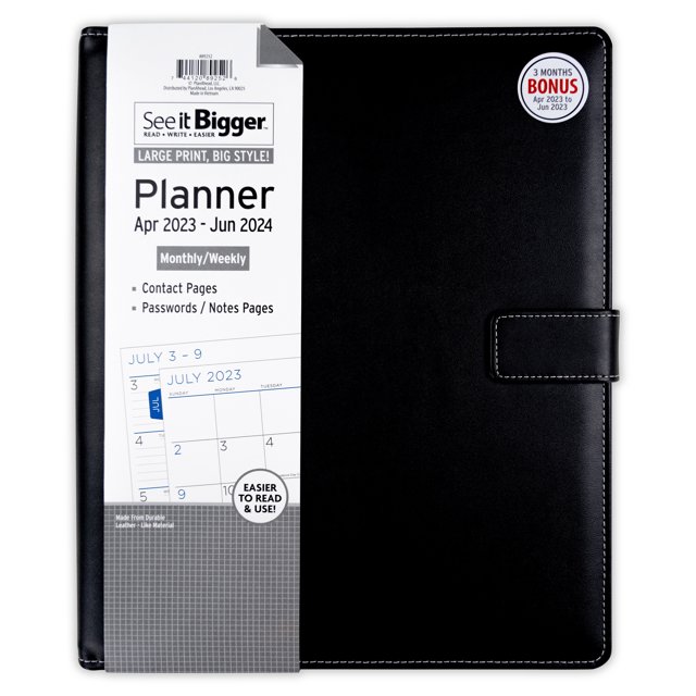 See It Bigger Monthly & Weekly Padfolio Planner, April 2023 June 2024