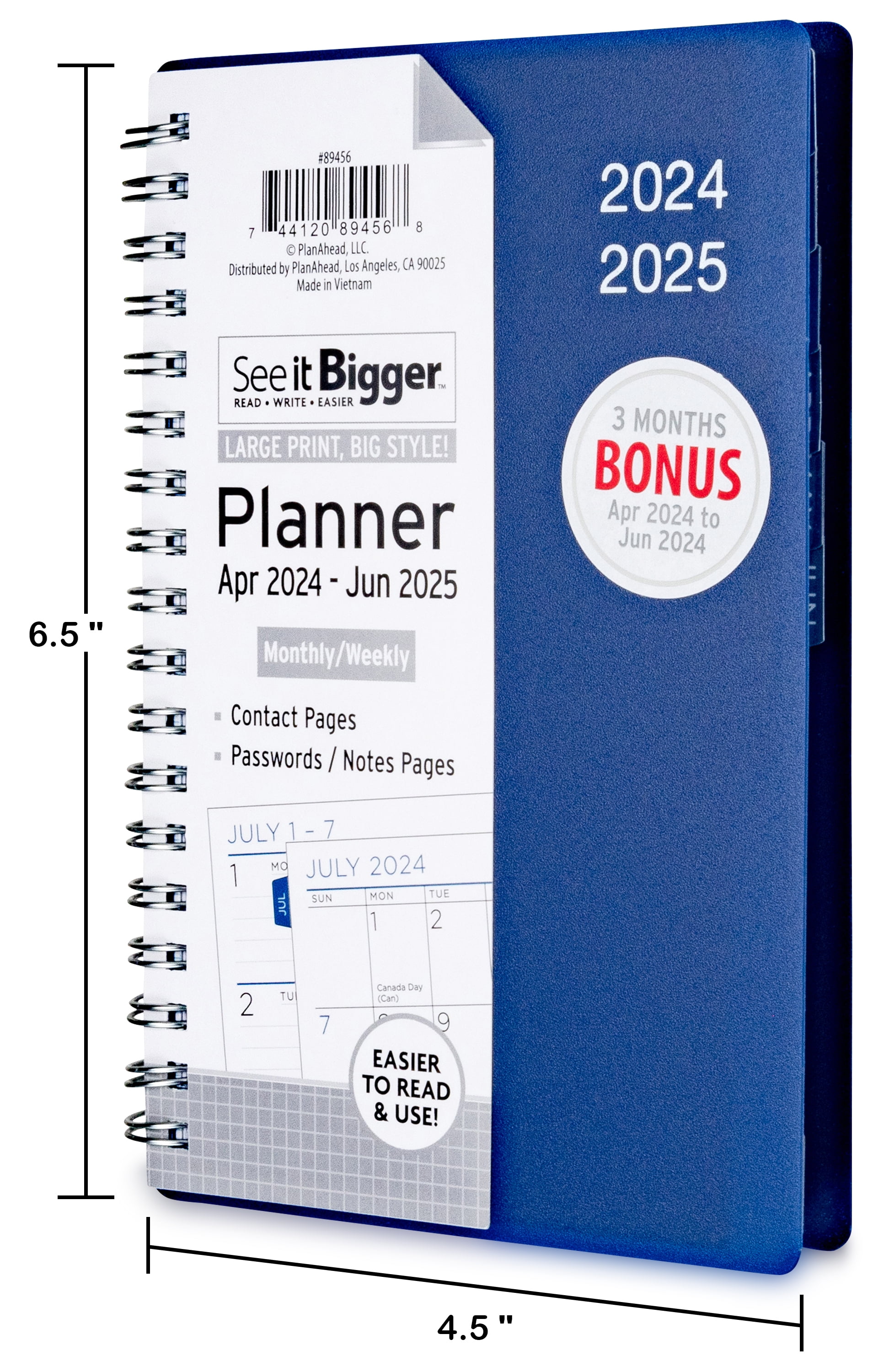 See It Bigger Monthly/Weekly Planner April 2025 June 2025 (4.5" x 6.5
