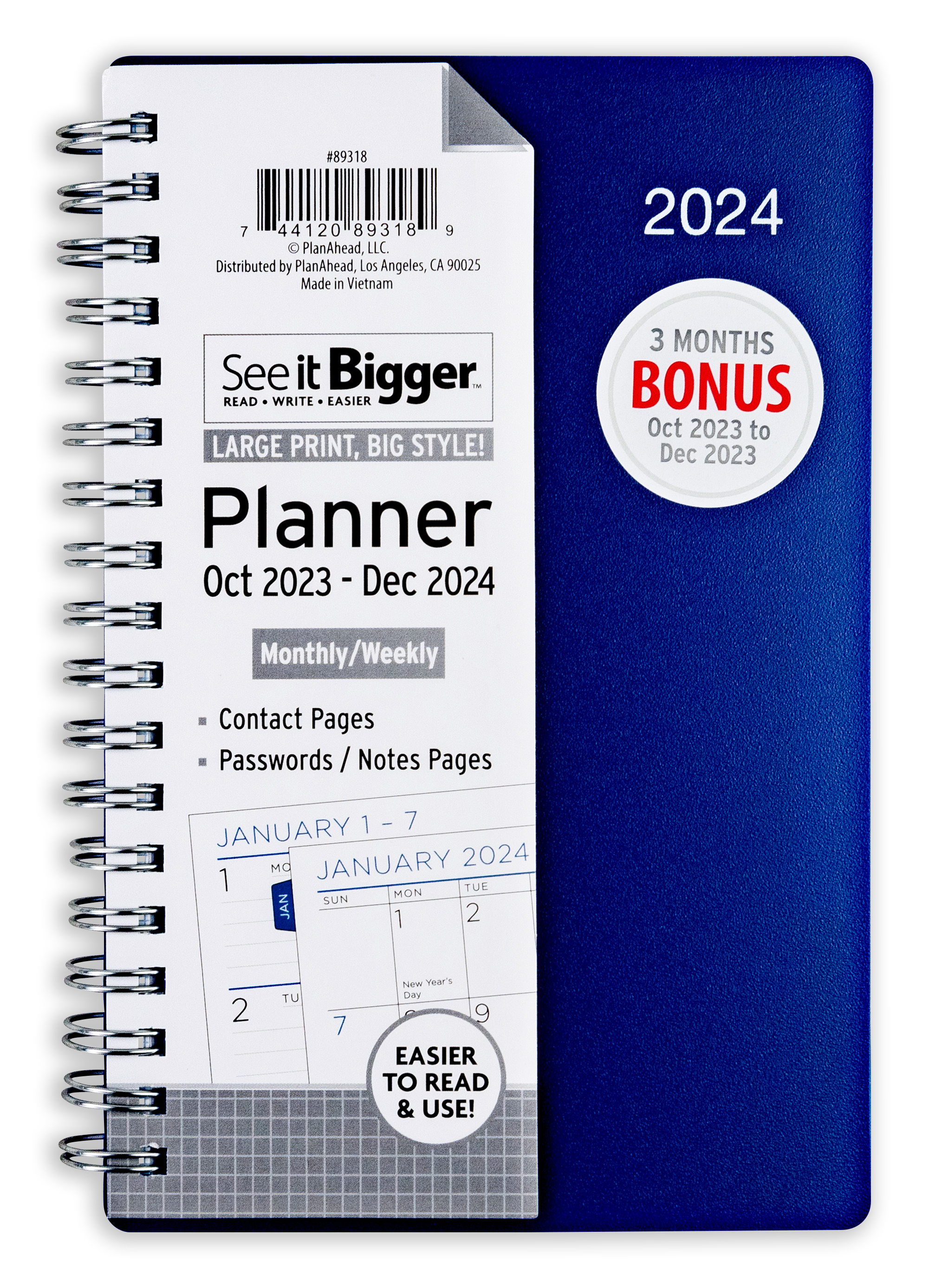 See It Bigger Monthly Weekly Planner October 2023 December 2024 4 