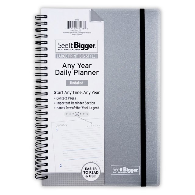 See It Bigger Undated Daily Planner (9.25 x 6.25) Gray