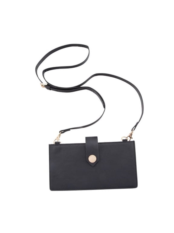 Faux Leather Cross Body Bag, Black