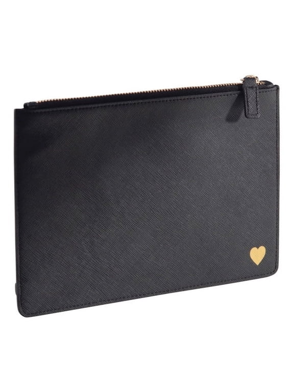 Faux Leather Pouch, Black