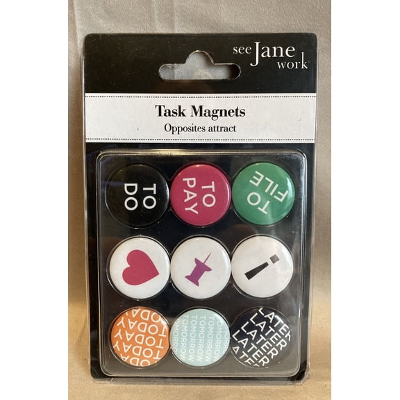 See Jane Work Peggable Magnets, Pack of 9 Magnets - Opposites Attract