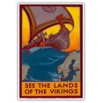 thumbnail image 1 of See the Land of the Vikings - Map of Scandinavia - Viking Ship - Vintage Travel Poster by Ben Blessum c.1937 - Master Art Print (Unframed) 13in x 19in, 1 of 4