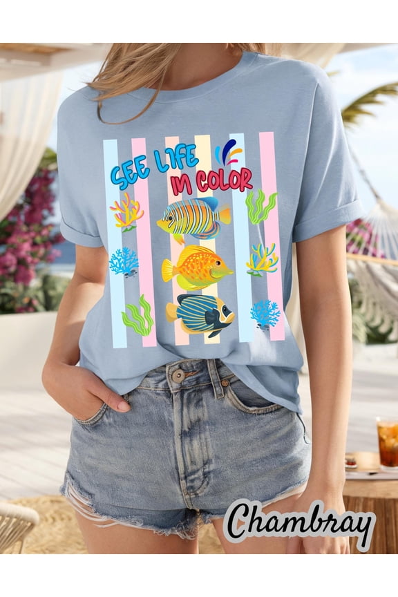 See Life in Color tropical fish T-shirt, colorful reef design