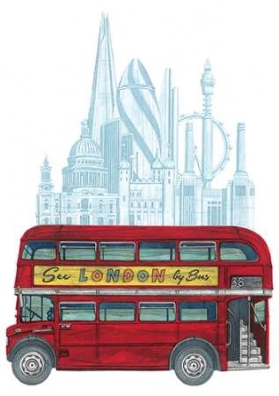 See London by Bus Canvas Art - Barry Goodman (20 x 28)