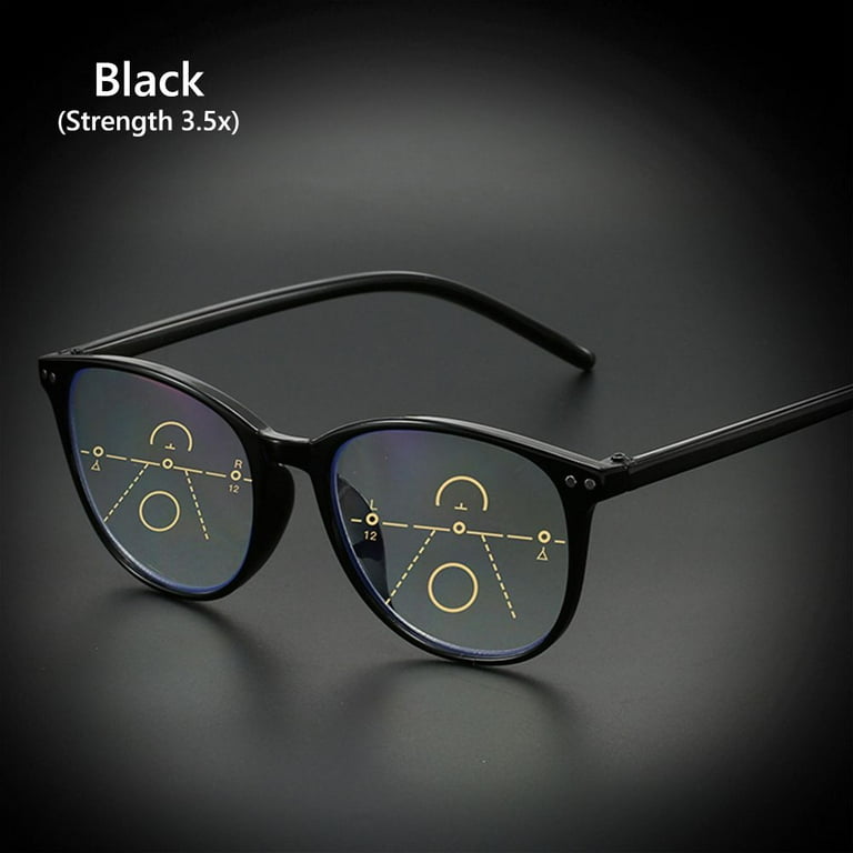 See Near Far Multifocal Readers Computer Glasses Progressive Multifocus Blue Light Blocking Reading Glasses Glasses for Women Men BLACK STRENGTH